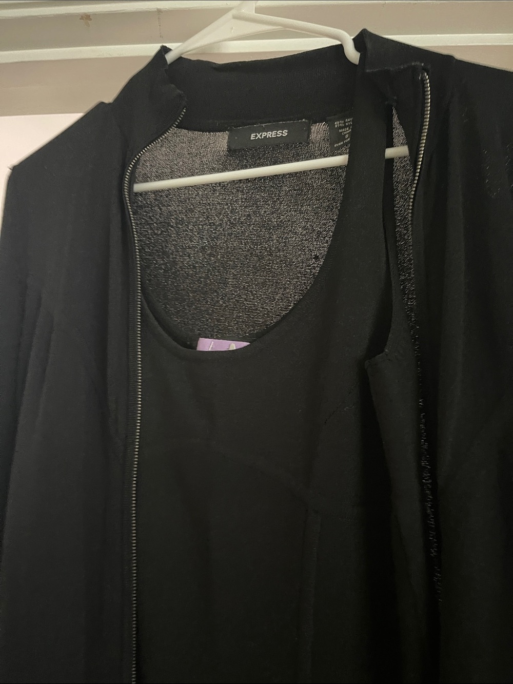 Express Women's Black Zip Bomber Jacket and tank top
